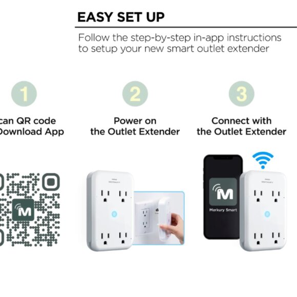 Merkury Innovations Smart 4-Outlet Wall Extender, Wi-Fi Enabled Works with Alexa - Picture 8 of 8